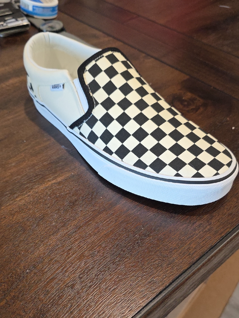 Vans Checkerboard Slip-On Sneakers - Black & White 10.5m